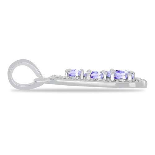 BUY REAL TANZANITE WITH WHITE ZIRCON GEMSTONE PENDANT IN STERLING SILVER 