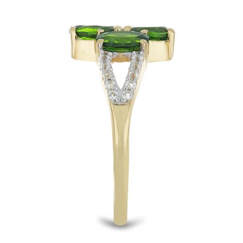 BUY STERLING SILVER CHROME DIOPSIDE WITH WHITE ZIRCON GEMSTONE RING 